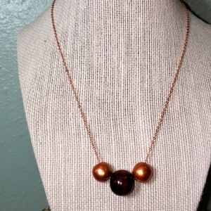 Wooden Bead Rose Gold Necklace